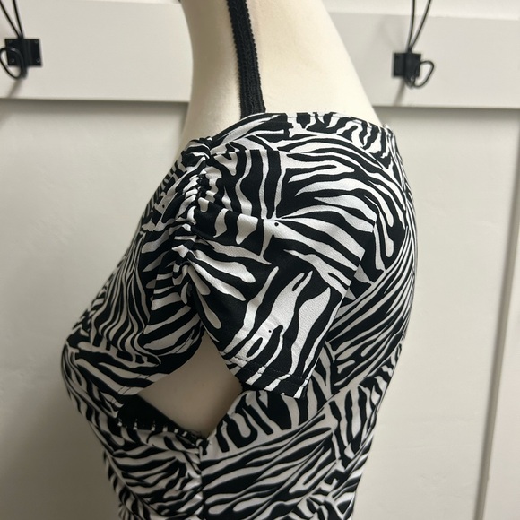 Enfocus Petite Women’s Black White Stretch Casual Career Dress Size 8P - Picture 5 of 9